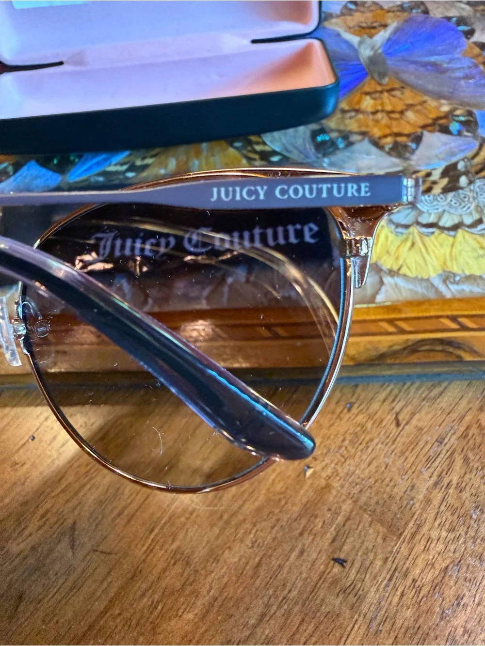 Juicy Couture NWT Black Gradient Round Cat Eye Sunglasses